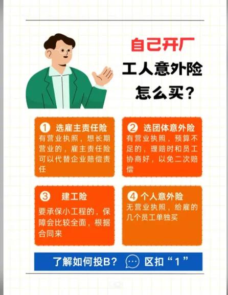 开个小厂子,保险应该怎么买呢?自己开工厂,经营压力大,为了避